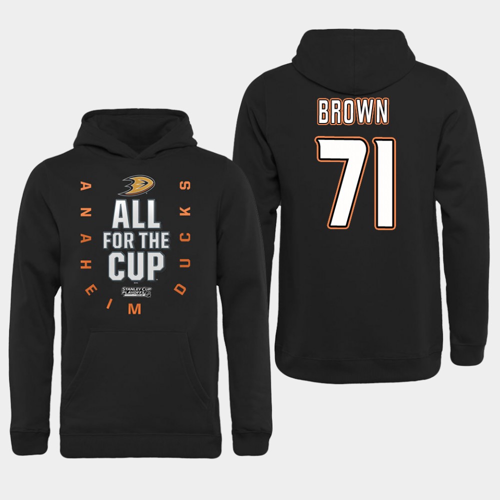 NHL Men Anaheim Ducks 71 Brown Black All for the Cup Hoodie
